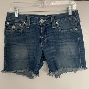 true religion mid cut off shorts